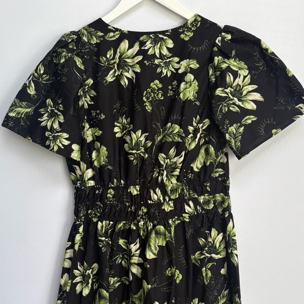 Anthropologie Black Floral Maxi Dress with Green and Cream Print - Picture 9 of 12